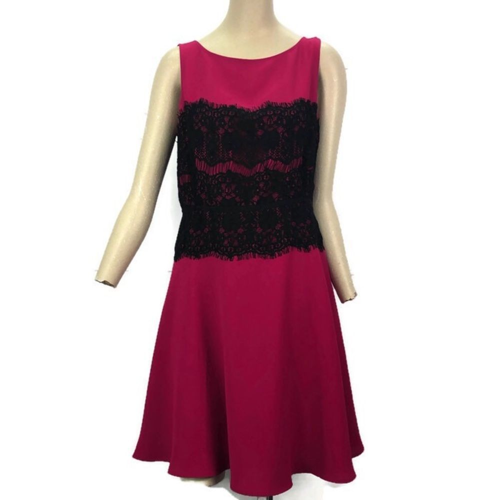 NWT Ann Taylor Loft Dress Pink Black Sleeveless 8